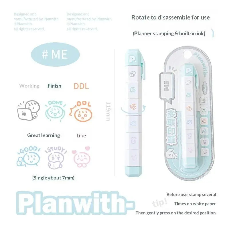 Cute INS Kawaii Multilink Mood Stamp Waterproof Decorative Stamp for Journal Scrapbooking Art Craft Supplies Oasis Select A8