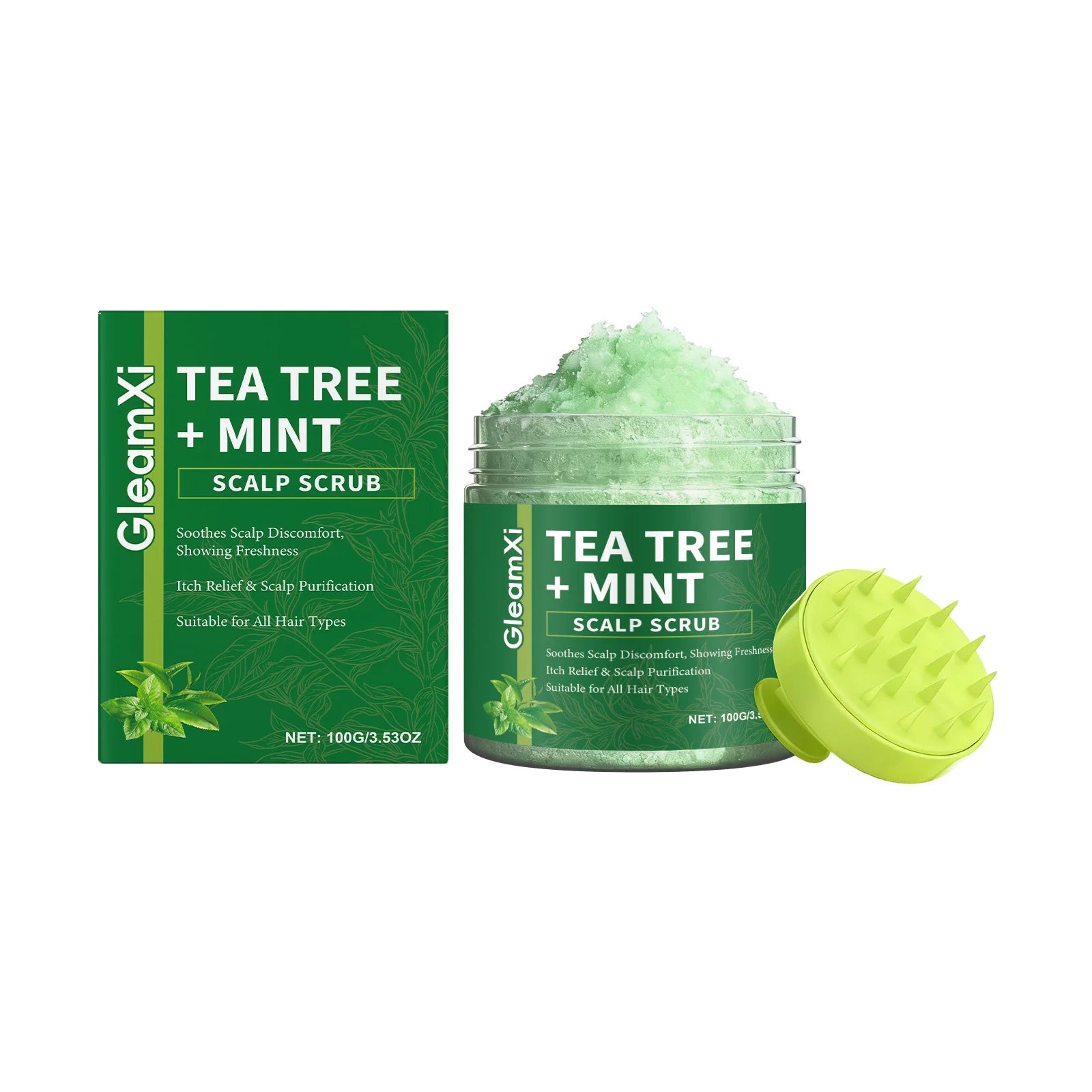 Tea Tree Scalp Scrub Anti-Dandruff Oil Control Refreshing Fluffy Anti-Breakage Soothing Nourishing Hair Deep Cleansing Shampoo Oasis Select 100g boxed