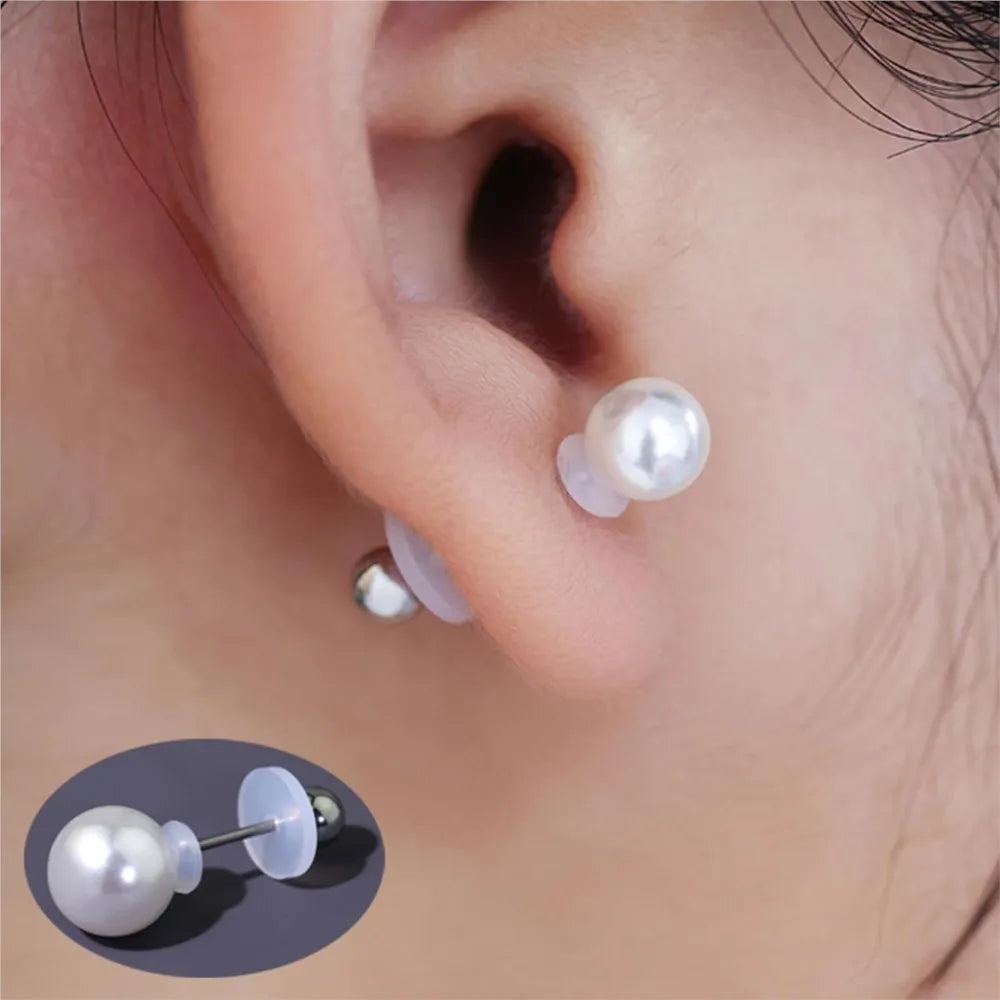 50pcs Clear Piercing Disc Pad Stabilizer Silicone Earrings Back Stopper Earlobe Support Patches for Piercing Bump Hypoallergenic Oasis Select