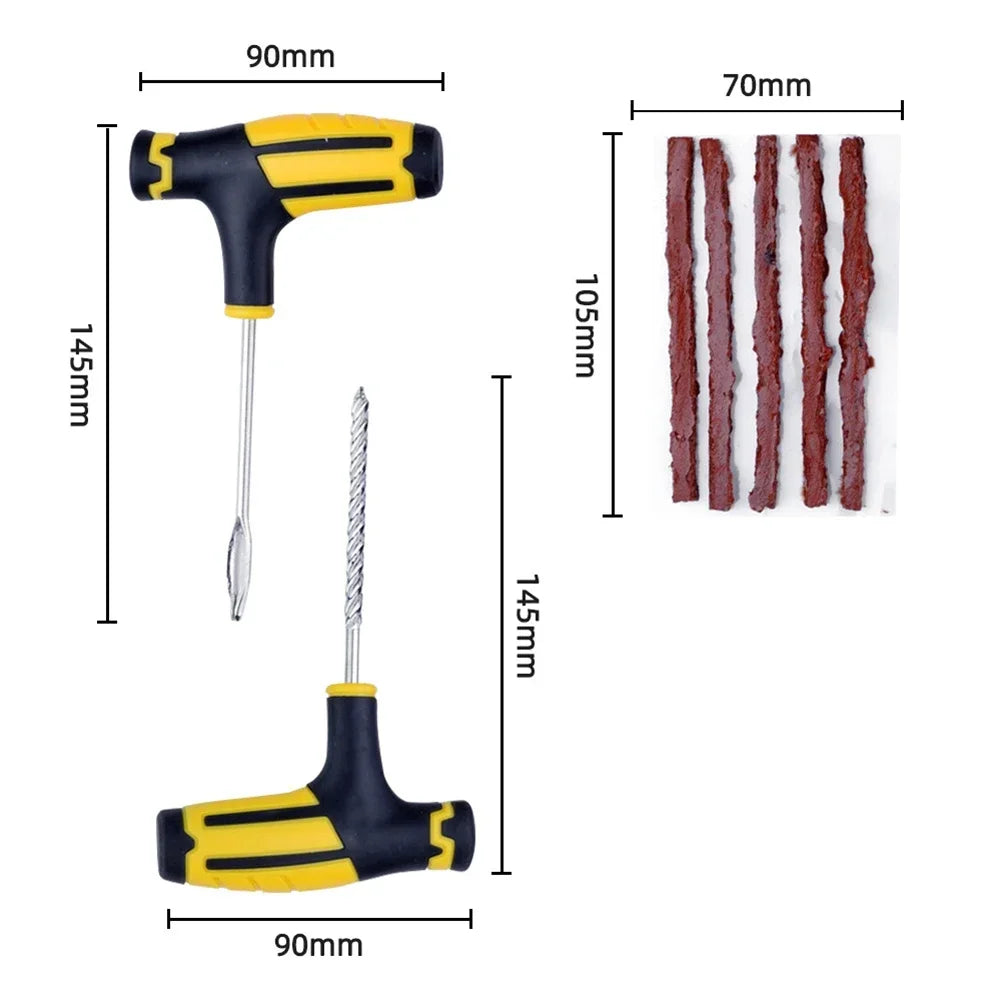 Car Tire Repair Tools Kit with Rubber Strips Tubeless Tyre Puncture Studding Plug Set for Truck Motorcycle Car Accessories Oasis Select