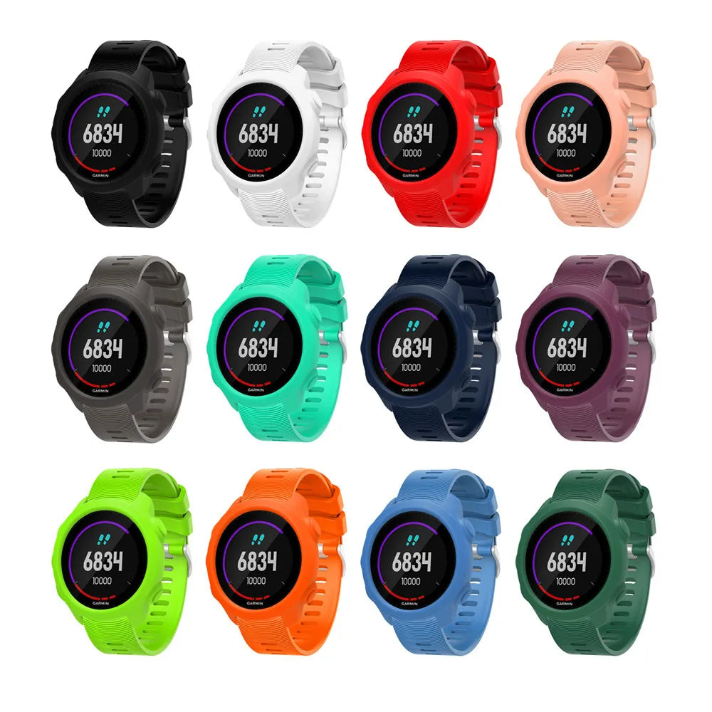 Silicone Protective Case Cover +Strap For Garmin Forerunner 245M/245 Smartwatch Strap Protector Shell Frame Protective Cases Oasis Select