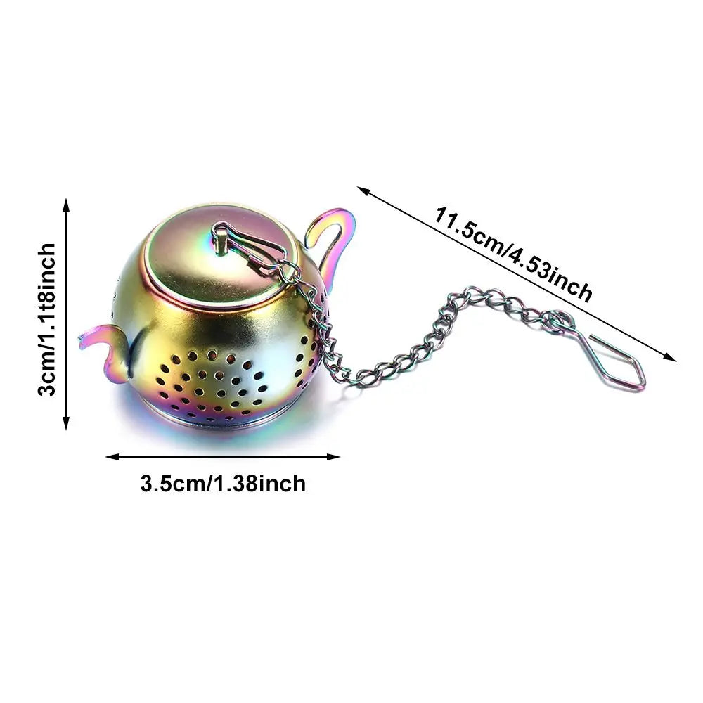 Stainless Steel Teapot Shape Herbal Spice Filter Diffuser Tea Strainer Loose Tea Infuser with Chain Kitchen Gadget Teaware Oasis Select