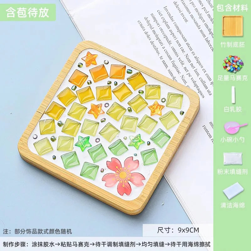 Mosaic Coasters DIY Creative Children's Handmade Material Pack Event New Year's Easter Handmade Diy Gifts Oasis Select Square M 9 9cm