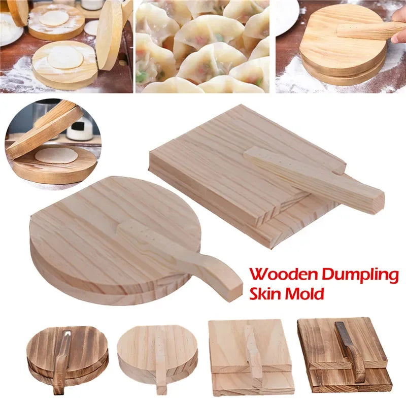 1pc,Solid Wood Dough Press Tool Quick Presser Home Dumpling Wrapper Skin Making Mold Kitchen Pastry Baking Tools Skin Press Mold Oasis Select