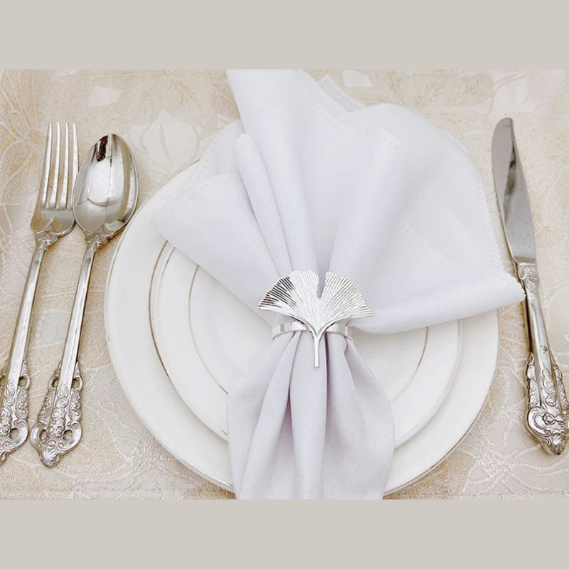 3pcs Ginkgo Leaves Napkin Ring Buckle Holders for Wedding Party Thanksgiving Celebrate Festival Dinner Table Decoration Oasis Select
