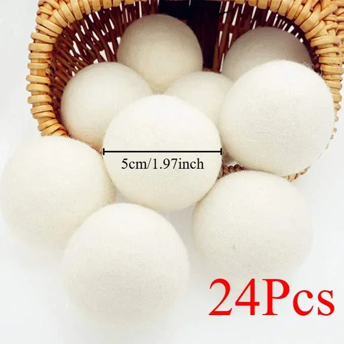 30-Pack Wool Dryer Balls Handmade Drying Balls Dryer Reusable Natural Fabric Softener Reduce Wrinkles and Decrease Drying Time Oasis Select 24pcs