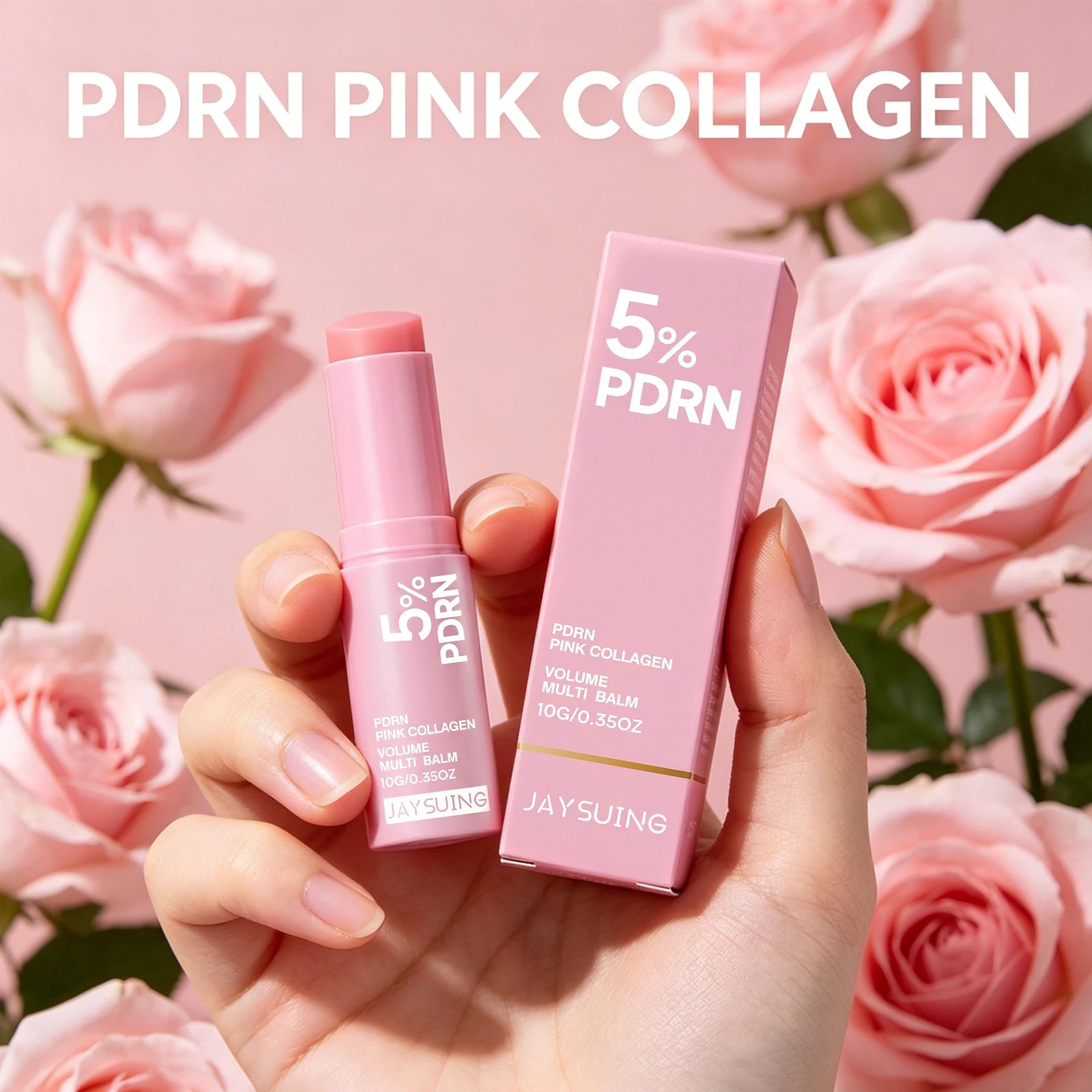 PDRN Pink Collagen Volume Multi Balm Stick For Face Lip Eyes Neck Moisturizing Makeup Base Nourish Create Healthy-Looking Skin Oasis Select