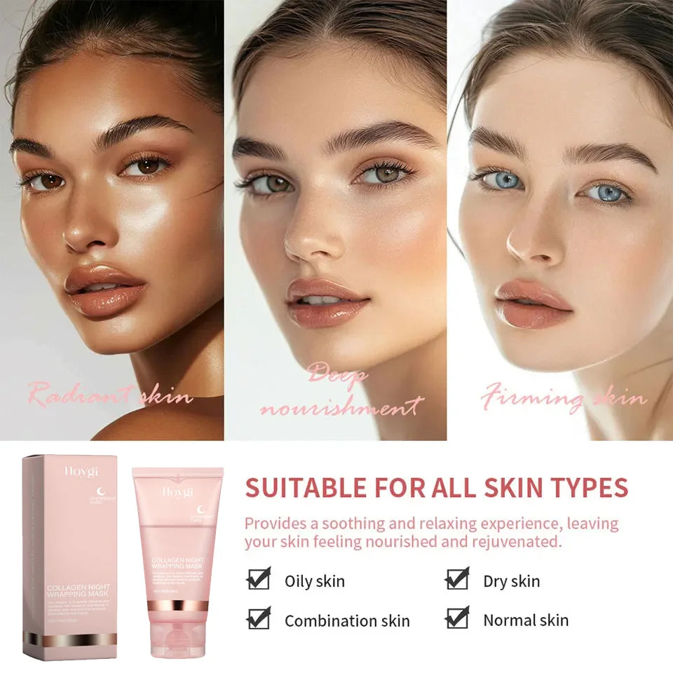 Deep Collagen Mask Peel Off Mask Anti Wrinkle Lifting Face Skin Care Masks Bio Pack Night Wrapping Woman Overnight Skin Hydrates Oasis Select
