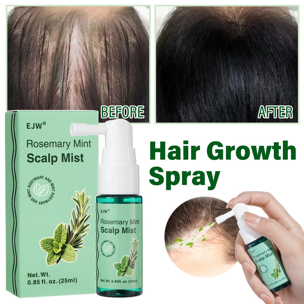 Rosemary Scalp Scrub Shampoo & Hair Growth Serum Spray Hair Growth Set Oasis Select