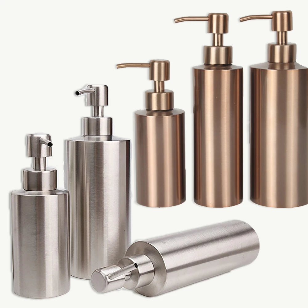Liquid Soap Dispenser Bottle Gel Bottle 304 Stainless Steel Silver Rose Gold Lotion Pump Hand Soap Kitchen Bathroom Dispenser Oasis Select