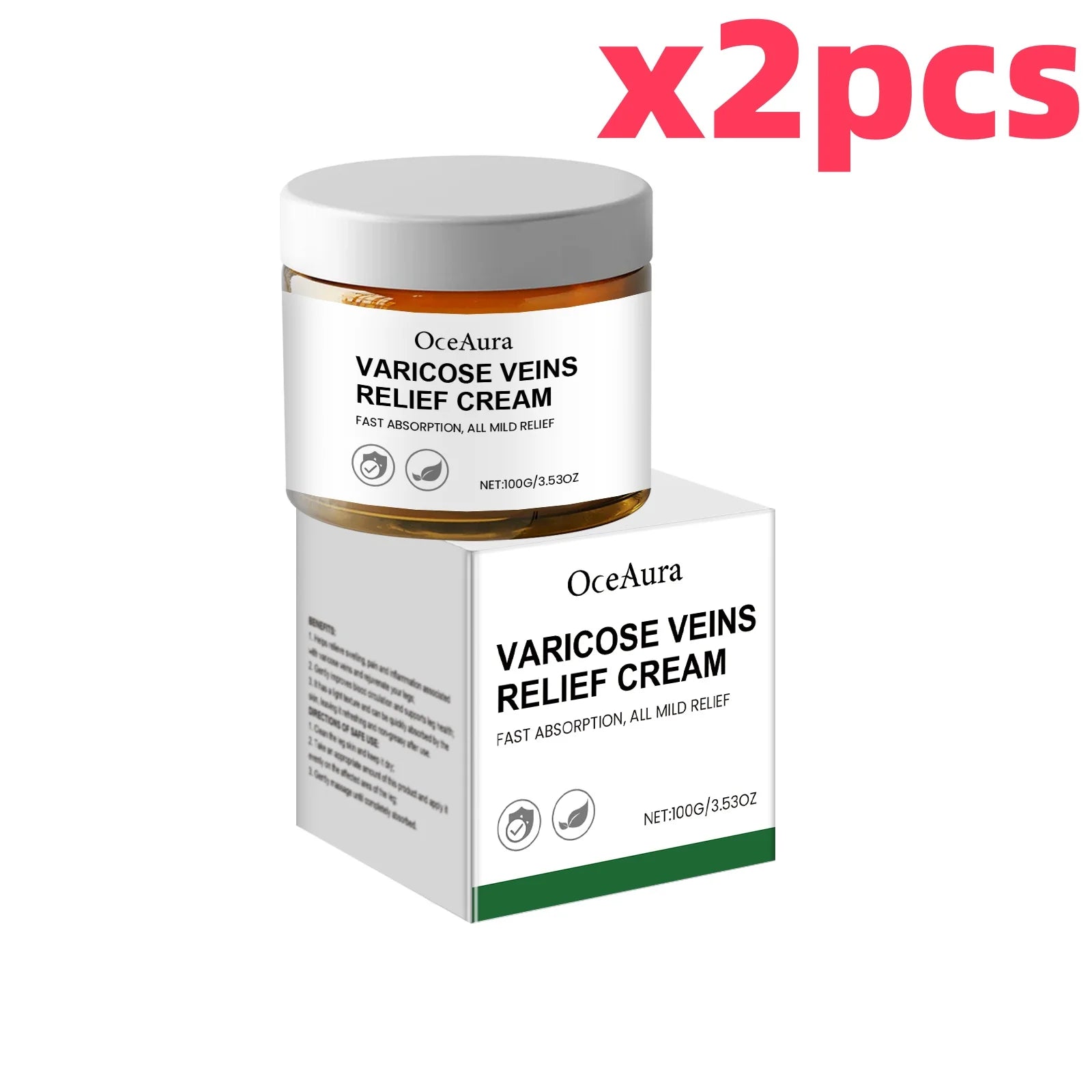 OceAura Varicose Veins Relief Cream – Spider Veins & Leg Pain Varicose Vein Cream Oasis Select 200g boxed