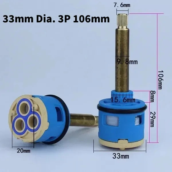 1PC Watersaving Replacement Ceramic Spool Shower Room Faucet Water Mixer Tap Cartridge Replace Valve Kitchen Bathroom Accessory Oasis Select 33mm Dia. 3P 106mm