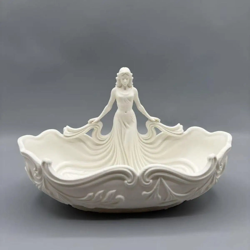 Retro Sculpture Jewelry Tray Elegant Vanity Trinket Dish Ring Earring Necklace Storage Plate Desktop Home Dresser Art Decor Gift Oasis Select