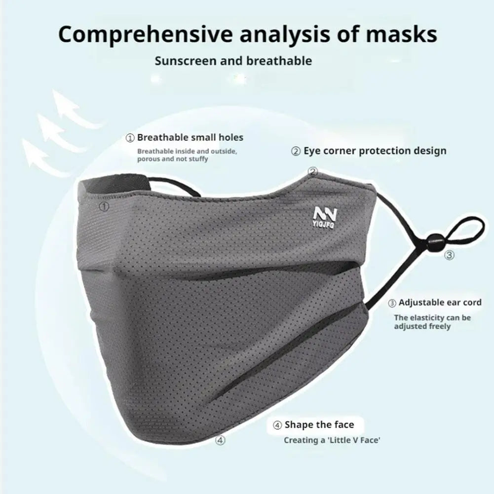 Breathable Ice Silk Face Cover UV Face Shield Washable Reusable Sun Protection Face Mask for Motorcycle Running Riding Exercise Oasis Select