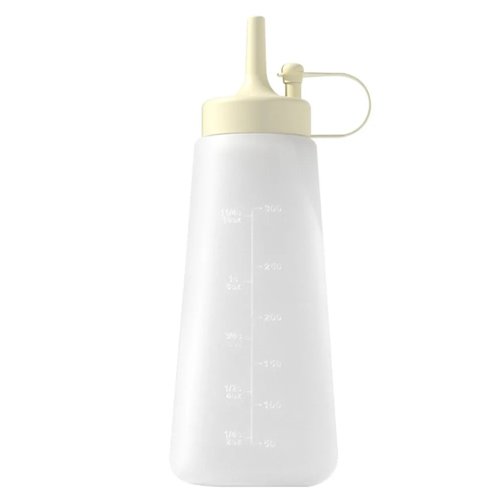 300ml Capacity Condiment Squeeze Bottle Leakproof Design Transparent Sauce Dispenser Clear Scale with Suction Cup Oasis Select White