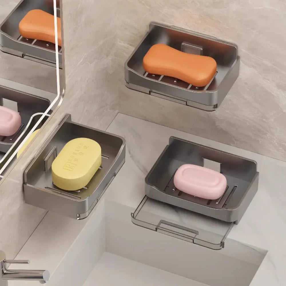 Wall Soap Dish Holder – No-Drill, Drain Tray | Bathroom Organizer
