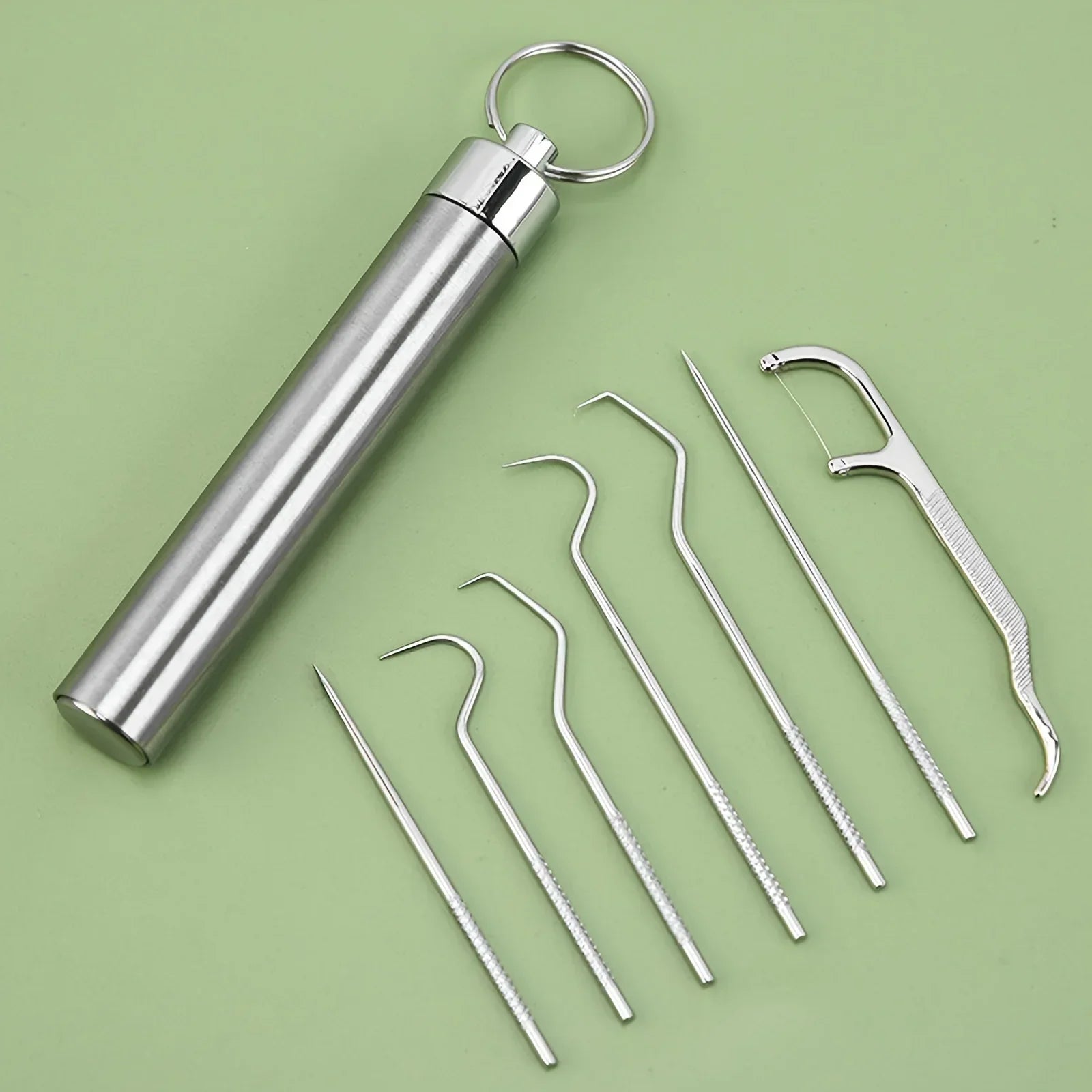 Stainless Steel Toothpick Set Reusable Toothpicks Tooth Flossing Tartar Removal Tool Portable Teeth Cleaner for Tooth Oral Clean Oasis Select