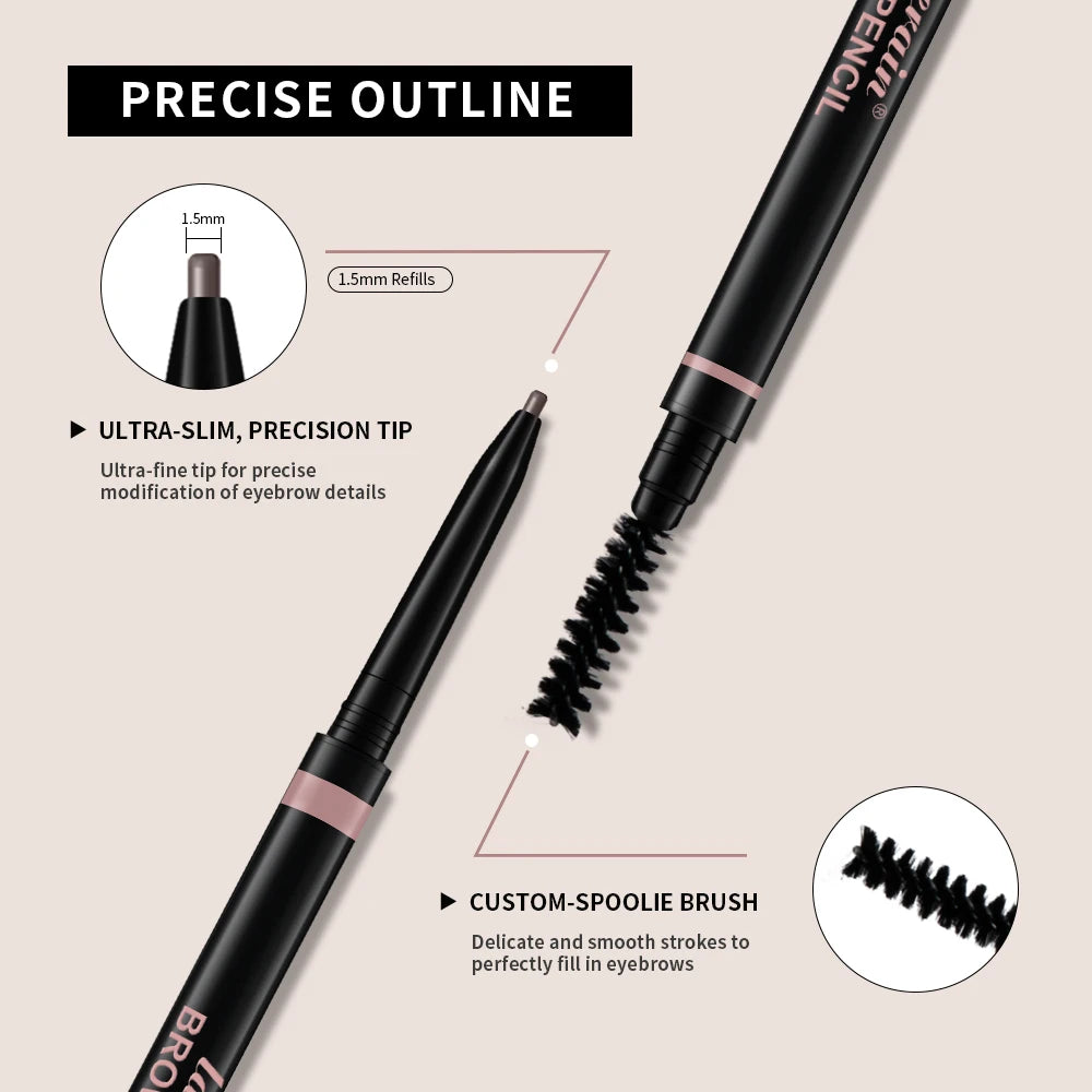 3Colors Double-headed Eyebrow Pencil Automatic Rotation Ultra-fine Eyebrow Pencil Waterproof Makeup Free Eye Cosmetics For Women Oasis Select