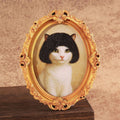 1Pc Mini Oval Retro Wooden Photo Frame Fridge Magnet Funny Cat & Haircut Modern Kitchen Decor Durable Refrigerator Ornament Oasis Select A2