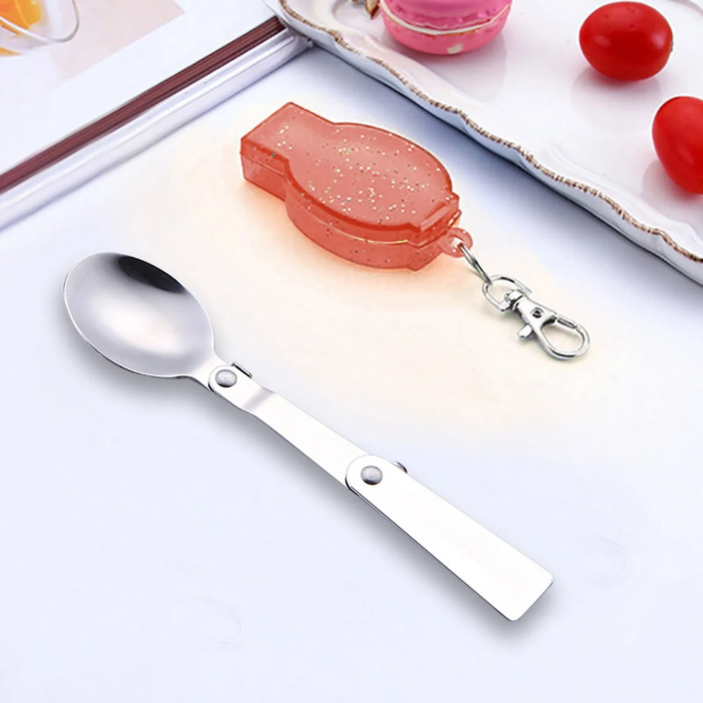 Outdoor Folding Travel Camping Utensil Stainless Pocket Spoon Fork Light Small Foldable Spoon Fork Camping Picnic Tool Tableware Oasis Select B