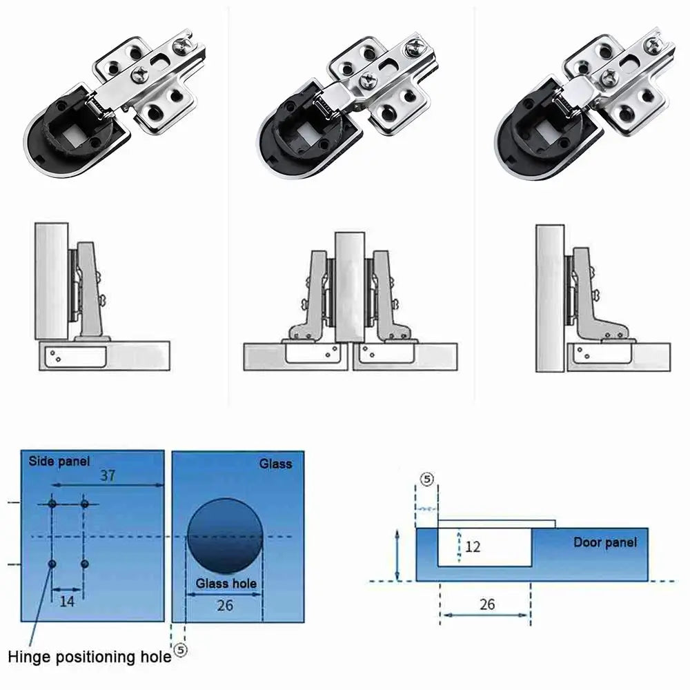 2PCS Useful No Hole Connector Window Accessories Cabinet Hinge Clip Furniture Supplies Glass Door Hinge Oasis Select