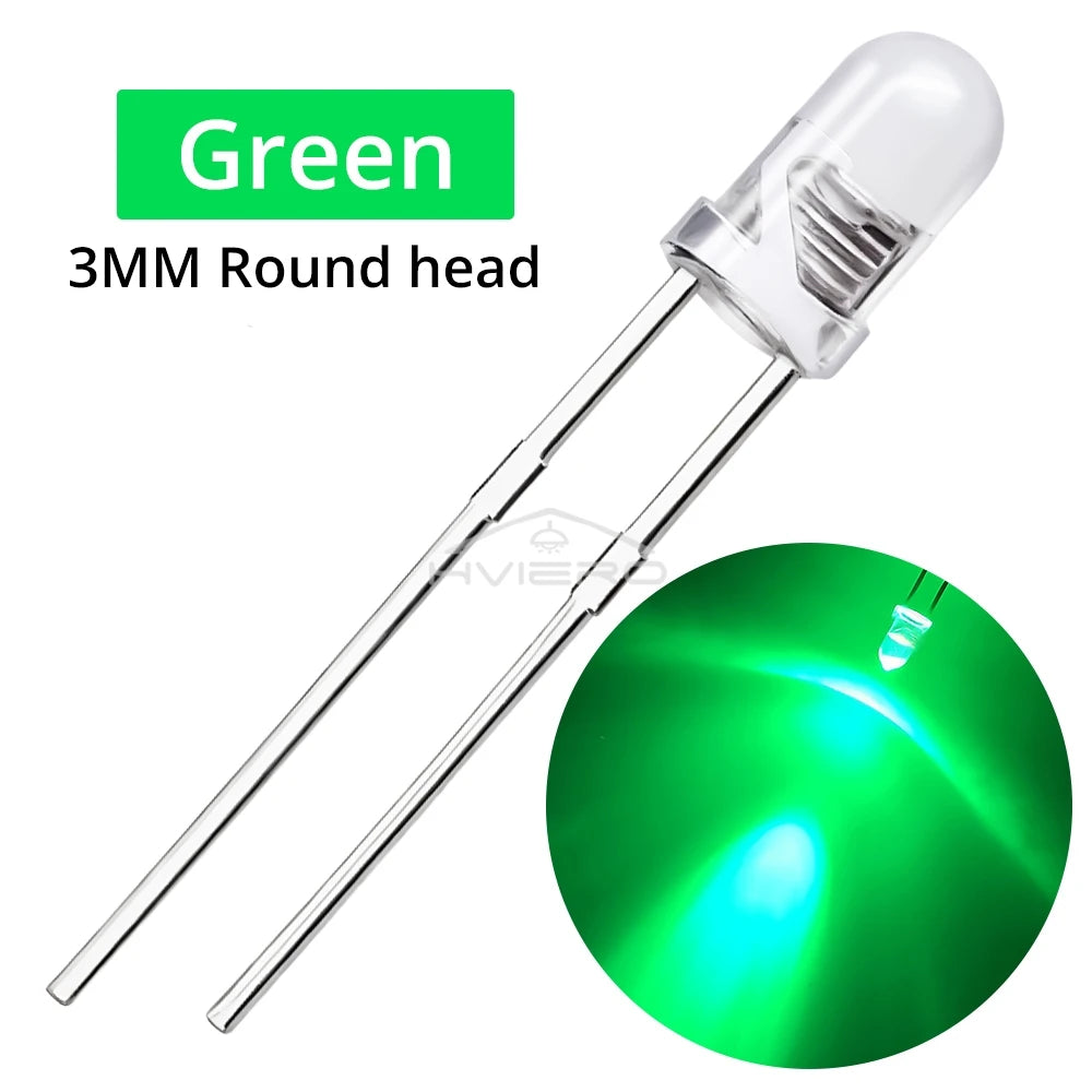 1000pcs F3 3mm LED Diode Assortment Kit – Multi-Color Bulbs