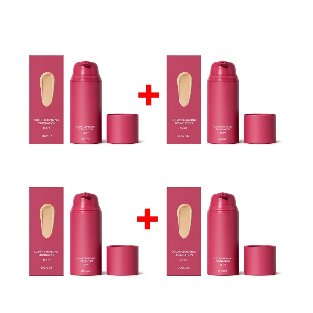 Color Changing Foundation Natural Color Spf15 Sun Protection Makeup Full Coverage Even Skin Tone Lightweight Moisturizing Makeup Oasis Select 4pcs