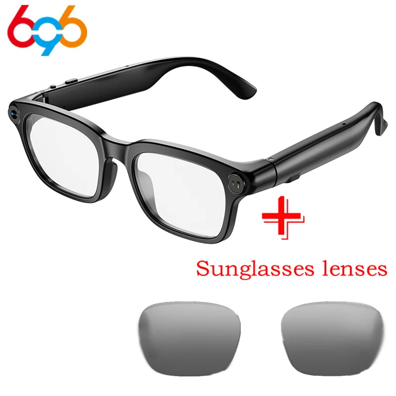 Smart AI Glasses 800W Shooting Camera HD Photo Video BT Call Eyewear Voice Assistant Real-Time Translation Sunglasses Waterproof Oasis Select BKTMBSJ