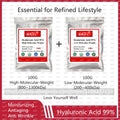 99% Pure Hyaluronic Acid Powder – High & Low Molecular Weight Skincare Raw Ingredient Oasis Select High10gLow10g