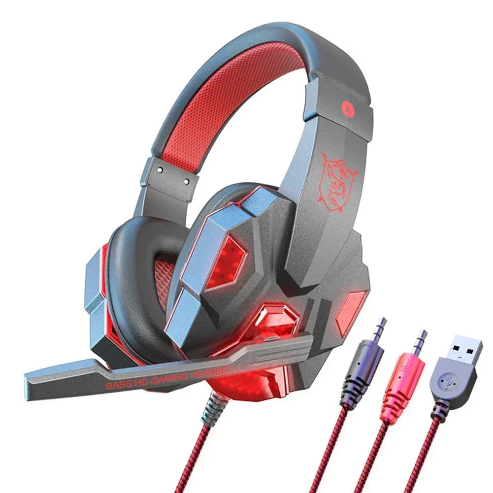 Creative Wired Gaming Headphones High Quality Microphone Led Light Bass Stereo PC Gaming Headset For Computer PS4 PS5 Xbox Oasis Select Red (Not for PS)