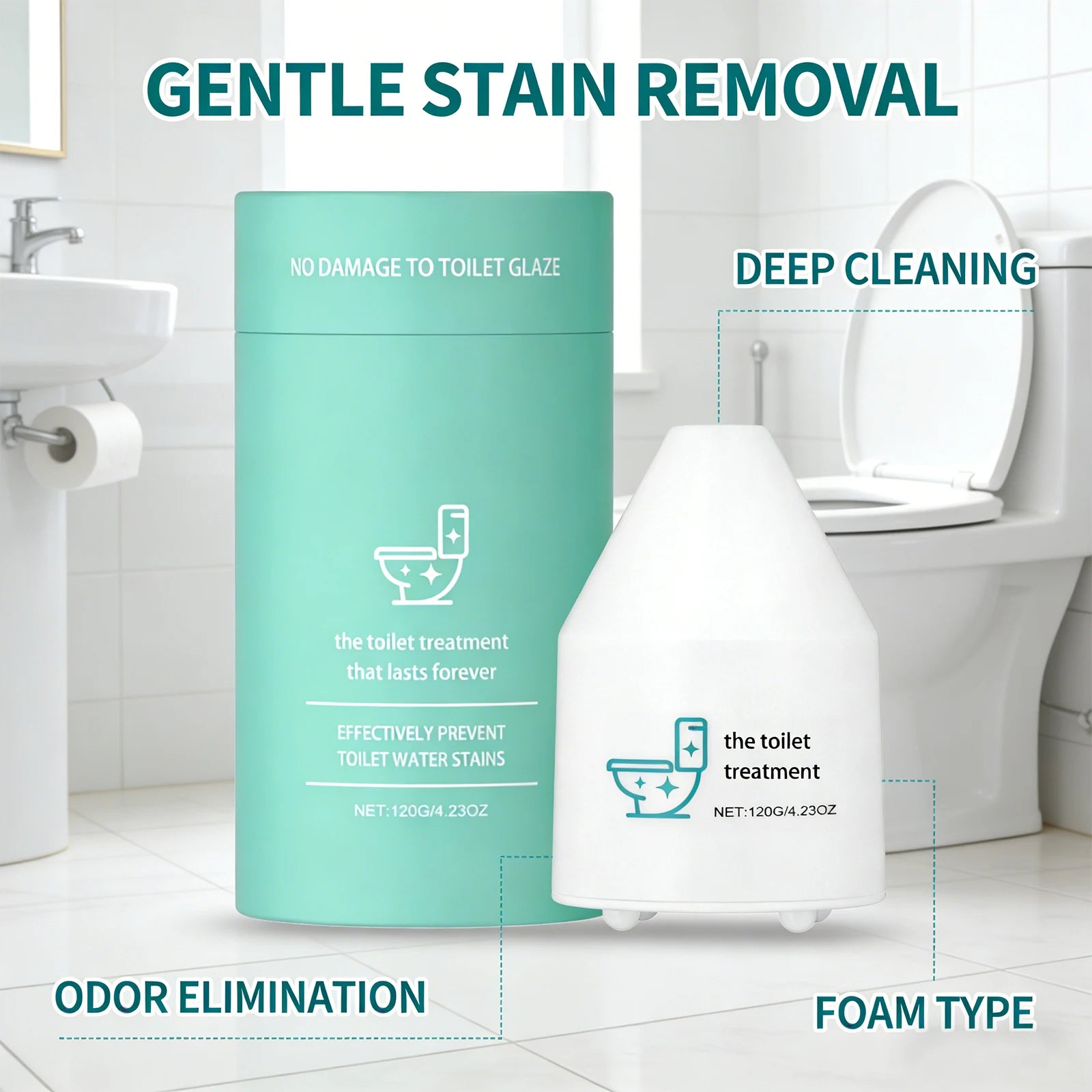 Toilet Cleaner Fresh Air Eliminate Odors Remove Dirt and Water Stains Odor Remover Toilet Bowl Cleaner Foam Release Type 120g Oasis Select