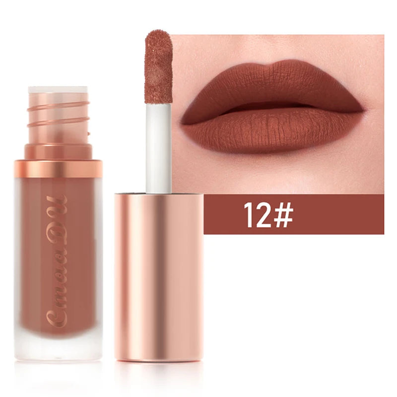 1 Pcs Velvet Matte Lipstick Lip Gloss-Long-Lasting Waterproof Non-Stick Holiday Stage Makeup Beautifully Packaged Easy Coloring Oasis Select 12