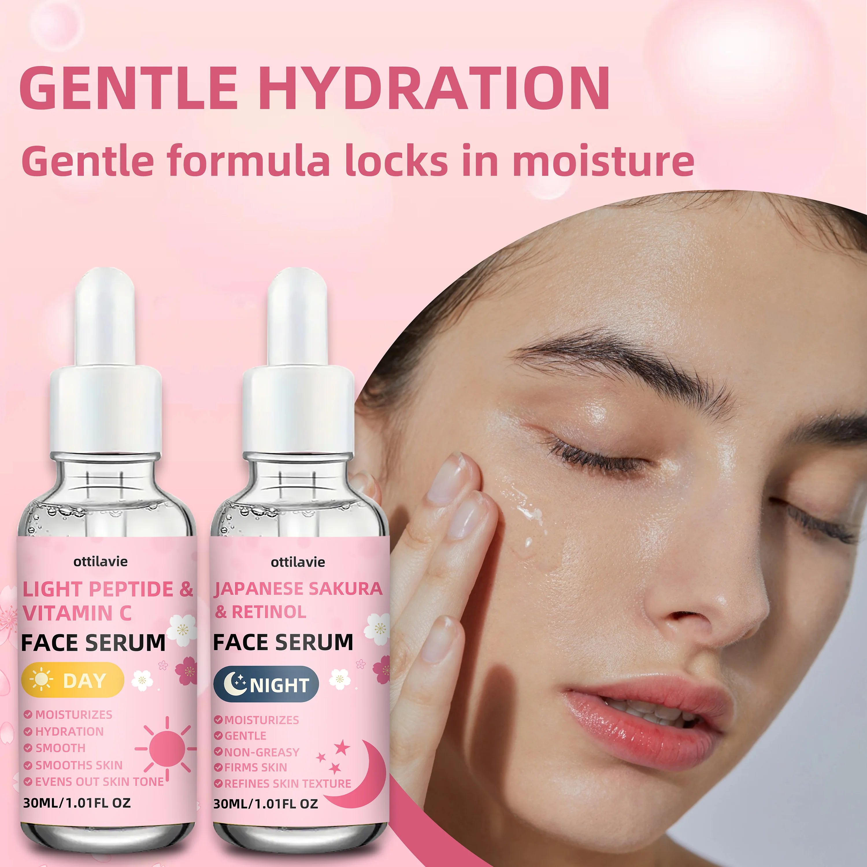 Sakura Retinol & Vitamin C Face Serum Set | 24H Hydration 2pc Face Serum Set Oasis Select