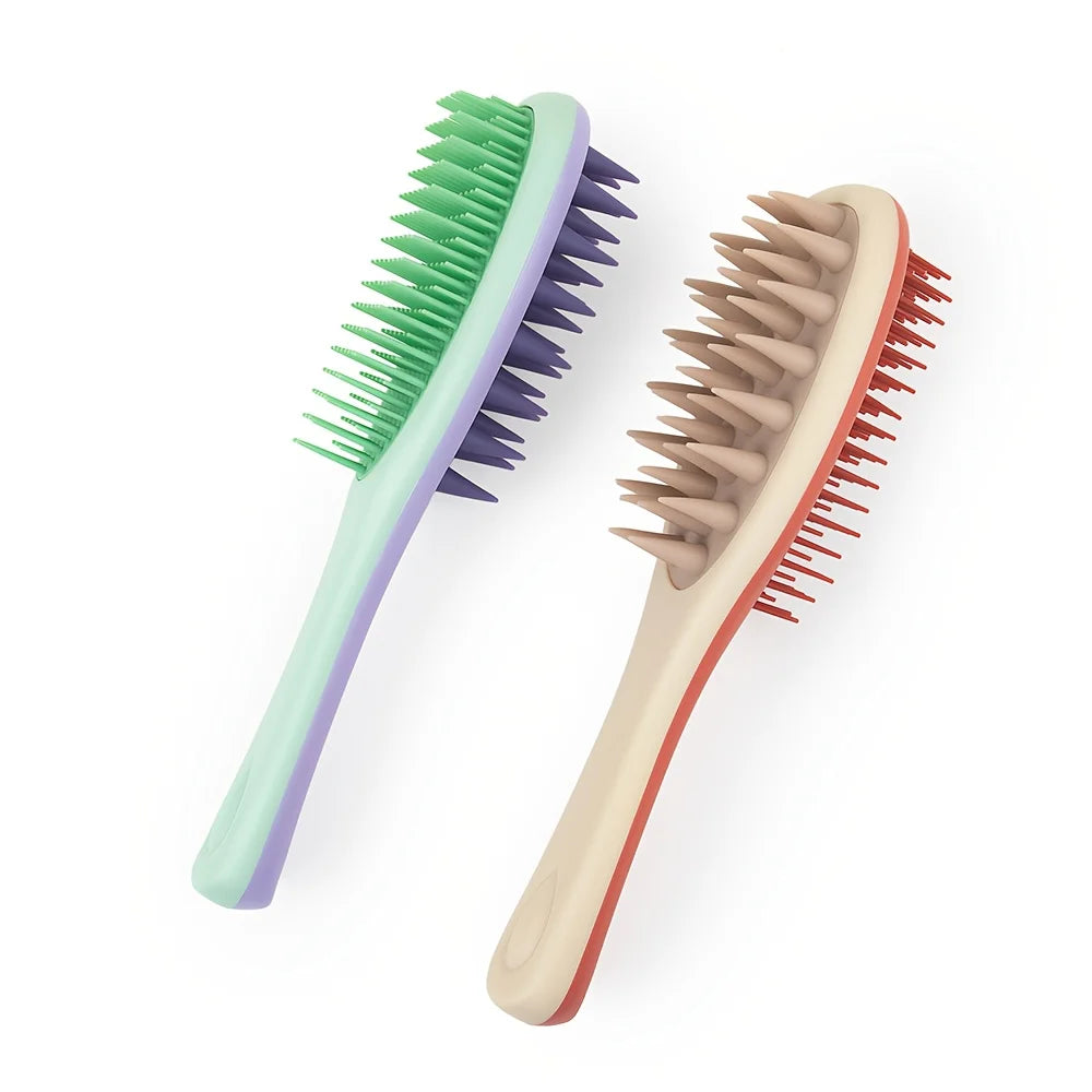 Long Handled Double-sided Scalp Massage Hair Brush -Sided Silicone Bristles and Scalp Massager,Suitable for Both Dry and Wet Use Oasis Select