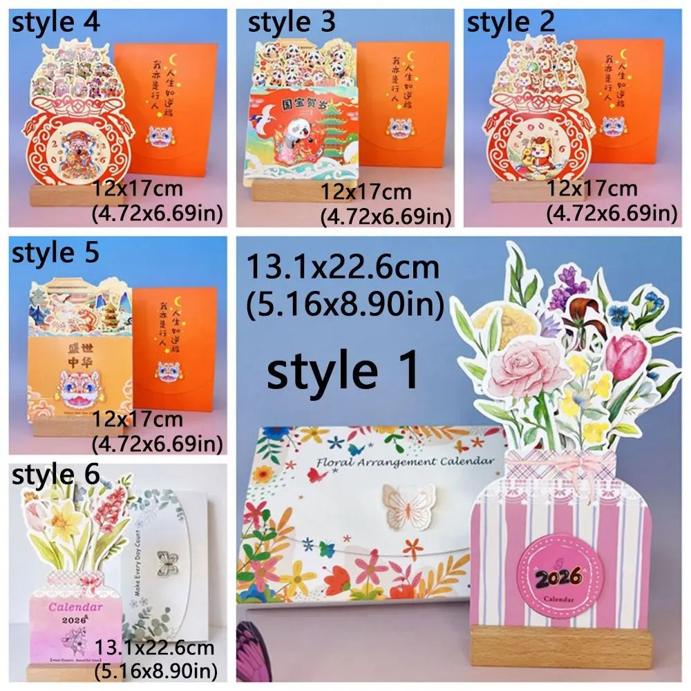 2026 Flowers Desk Calendar Mini Calendar Standing Desk Calendar Vase-Like Desktop Monthly Planner for Home School Office Oasis Select