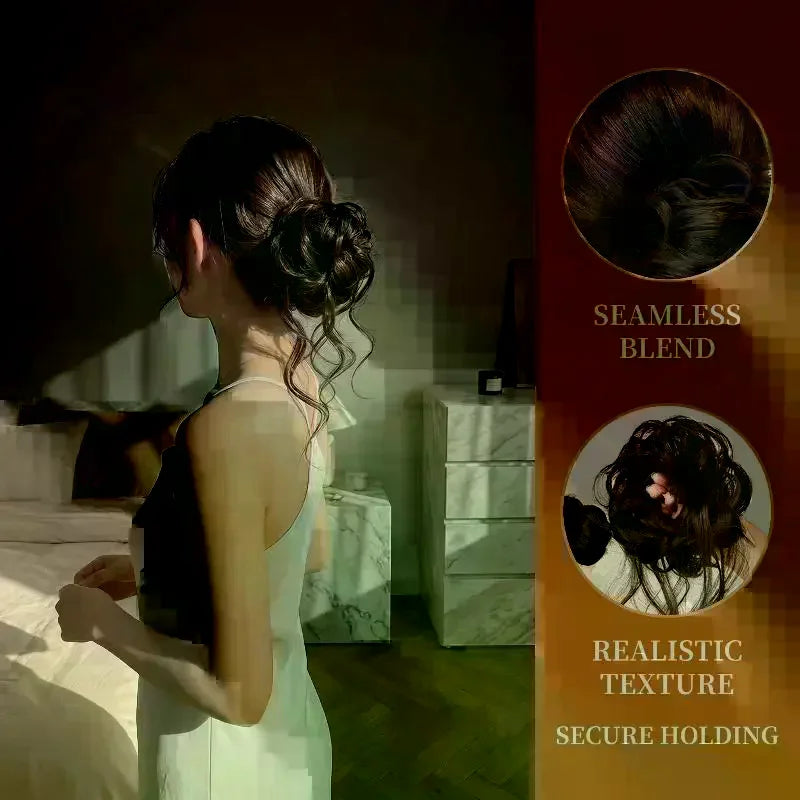 Wispy Dragon Bun Hair Extension – Messy Curly Clip-On Updo Clip-On Hair Extension Oasis Select