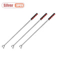 1-10PCTelescopic Mushroom Picking Tool Adjustable Foraging Rake for Wild Camping Hiking Portable Lightweight Outdoor Oasis Select Silver-3PCS
