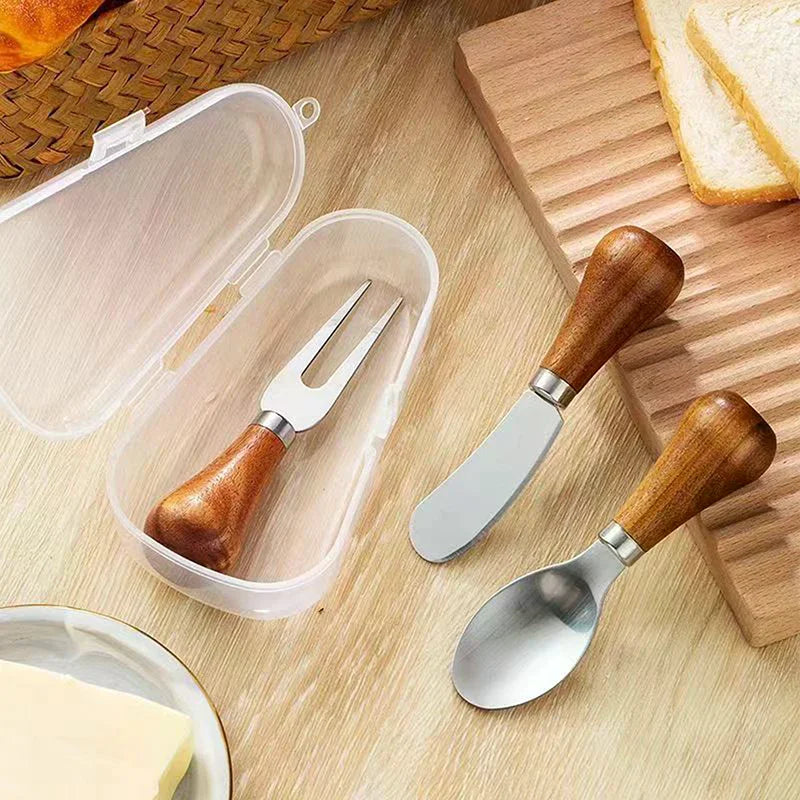 Stainless Steel Cheese Knife Set – Fork, Spreader & Spatula