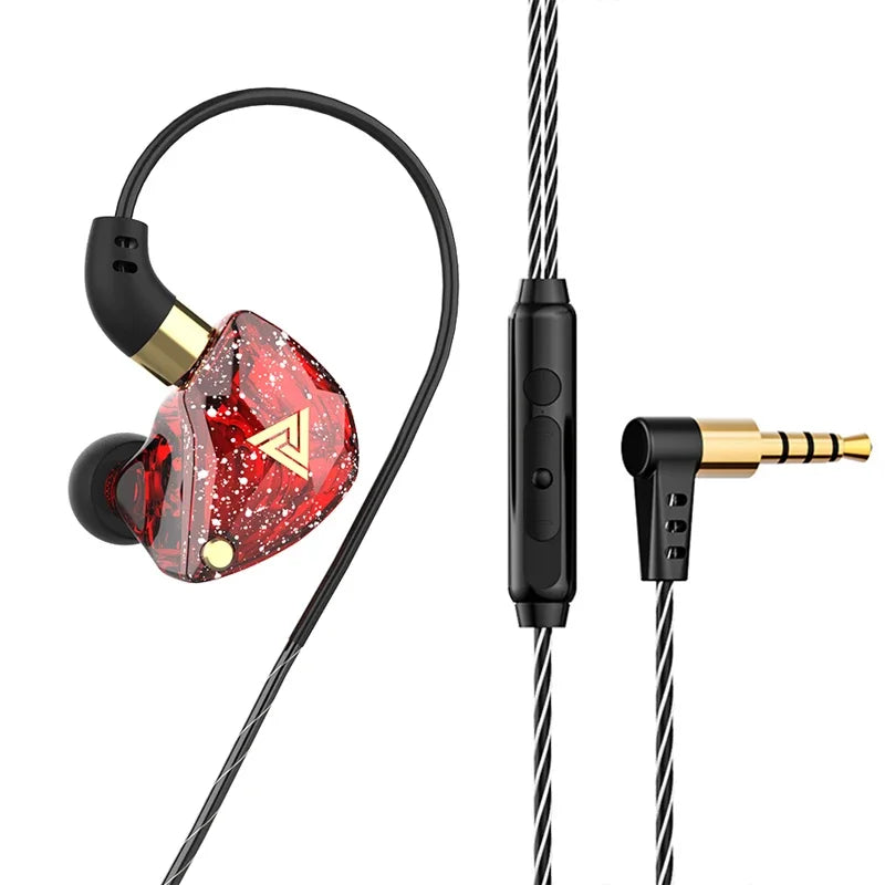 QKZ AK3 FiLe Wired Earphone with Microphone HiFi Music Monitor Bass Headphones Noise Cancelling Headset For Sport Gaming Earbuds Oasis Select QKZ SK8 Red