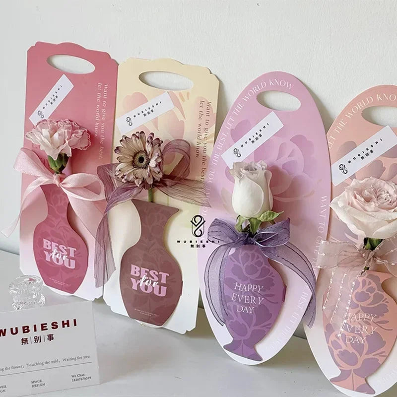 Simple Elegant Valentine Flower Bouquet Box Foldable Handheld Design Easy Carry Gift for Home Party Wedding Celebration Romance Oasis Select