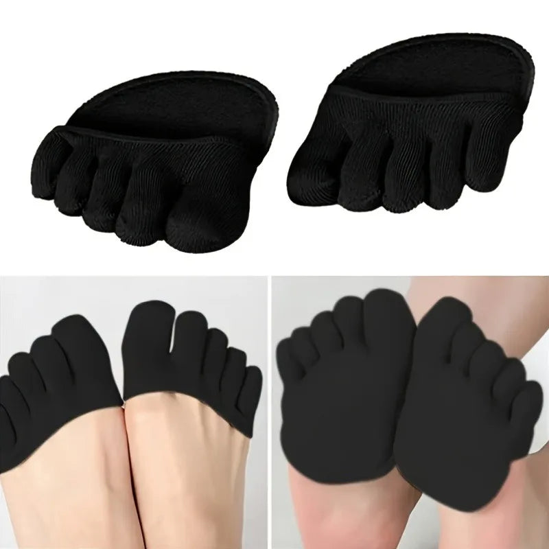 Summer Half Palm Five Fingers Socks Invisible Thin High Heel Front Foot Open Toe Socks Women Shallow Sandals Split-Toe Sock Oasis Select