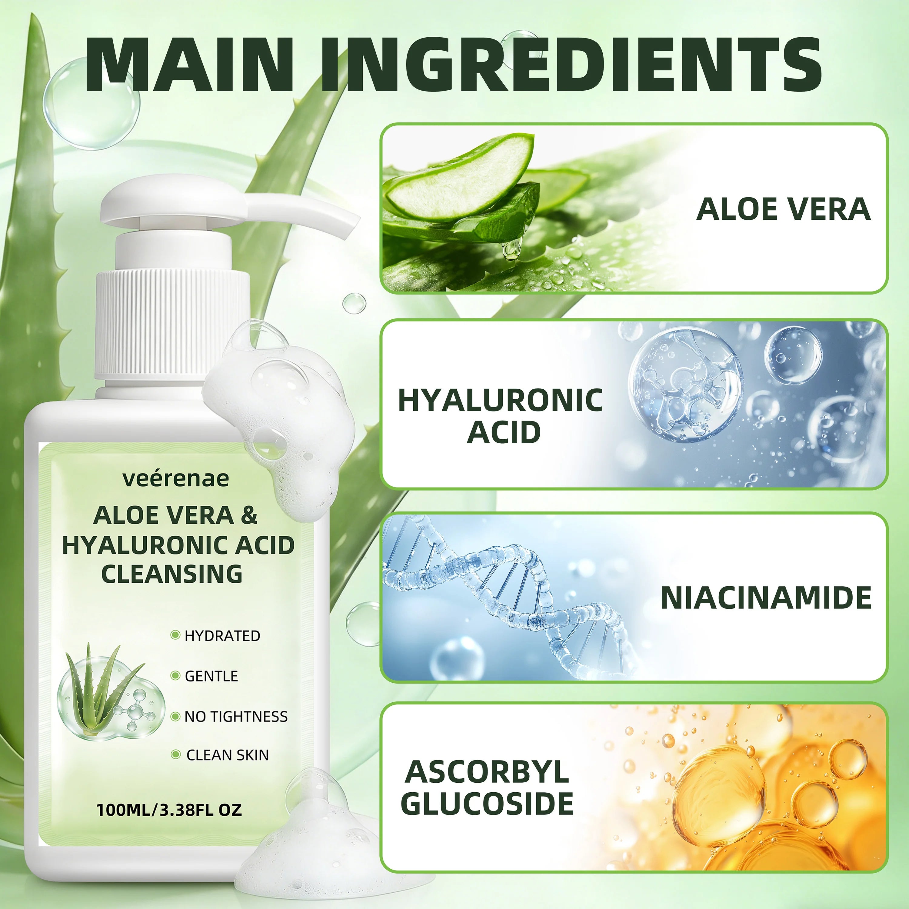 Aloe Vera & Hyaluronic Acid Face Wash | All Skin Types