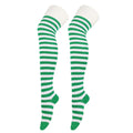NEW Polyester Cotton Over Knee High Socks Multi-color Slim Christmas Hosiery Striped Long Socks Women Oasis Select Green White 70cm-27.56in-