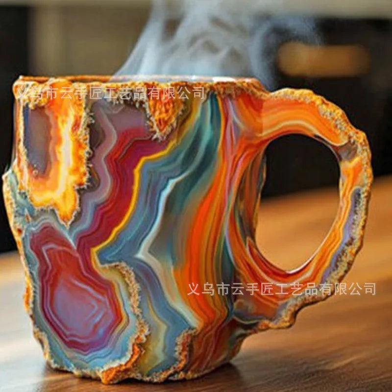 Fashionable Mineral Crystal Coffee Mugs, Imitation Resin Cups for Tea Coffee, Ideal for Christmas Gift Oasis Select Volcano red