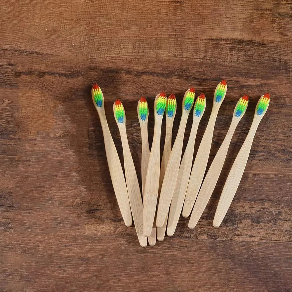 10/20pcs Soft Toothbrush Bristles Bamboo Toothbrush Eco Friendly Childrens Toothbrushes Biodegradable Oral Care Tooth Brush Oasis Select 10pcs colorful