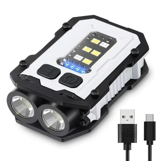 Multi-function Mini LED COB Flashlight Dual Light Source Super Bright Portable Torch Type-C Rechargable Camping Emergency Lamp Oasis Select Original White