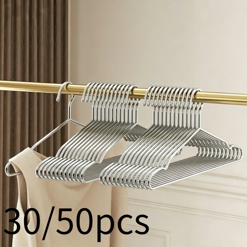30/50PCS Heavy Duty Stainless Steel Hangers, 16.5 Inch Ultra Thin Space Saving Clothes Hangers, Polished Metal Wardrobe Hangers Oasis Select