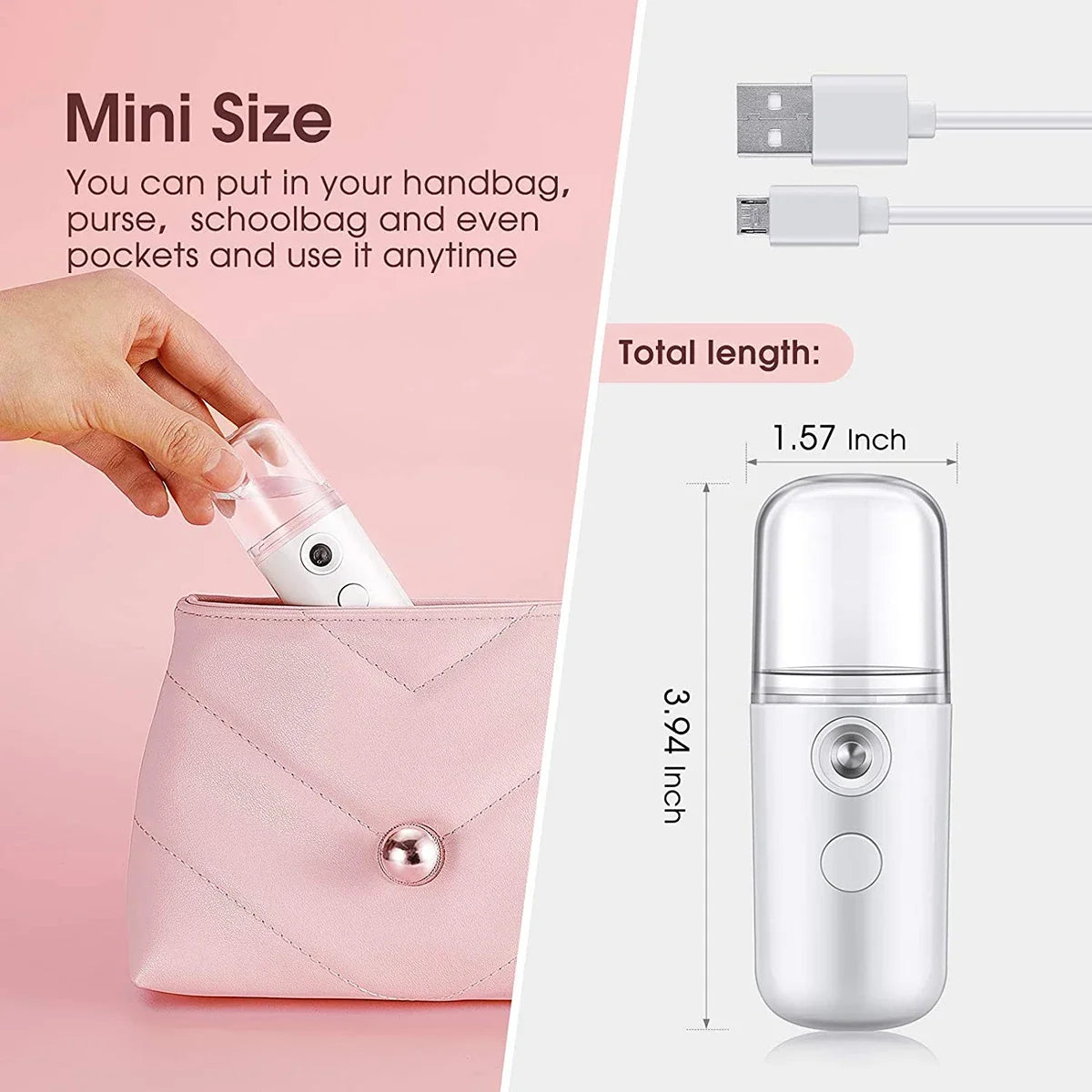 30ml Mini Humidifier Portable Rechargeable Small Facial Steamer Wireless Nano Personal Face Hydrat Sprayer Cool Mist Maker Oasis Select