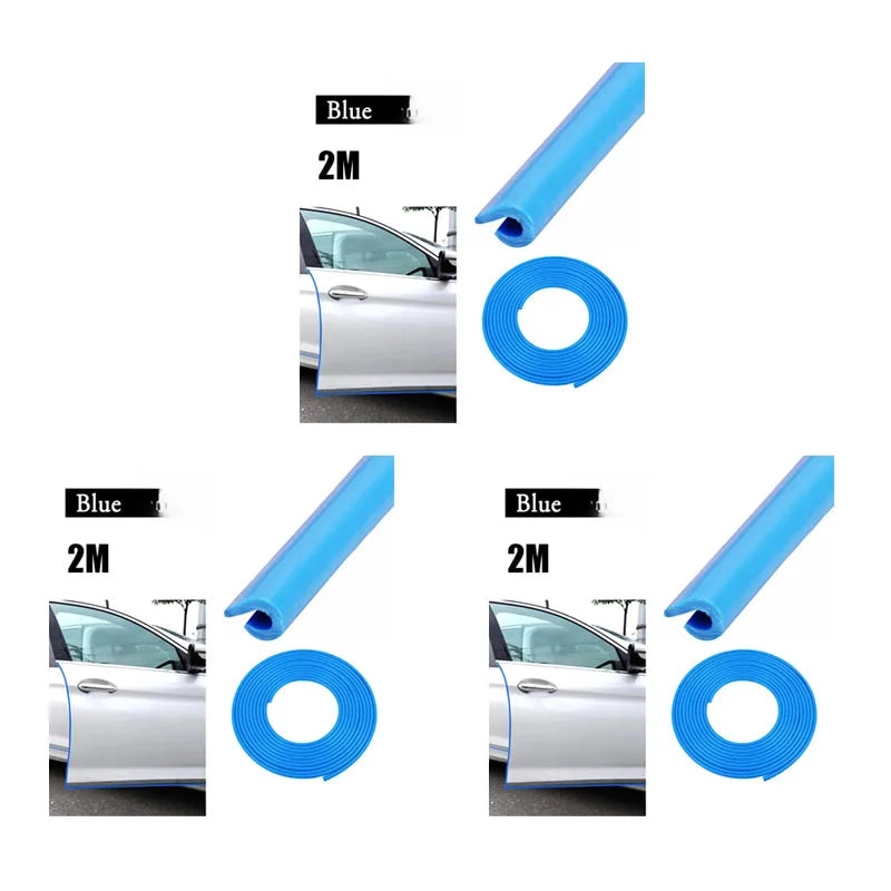 1/2/3pcs Door Anti-Collision Strip Car Door Border Scratching Anti-Collision Hood Protection Strip Door For General Purpose Oasis Select 3pcs Blue-2m