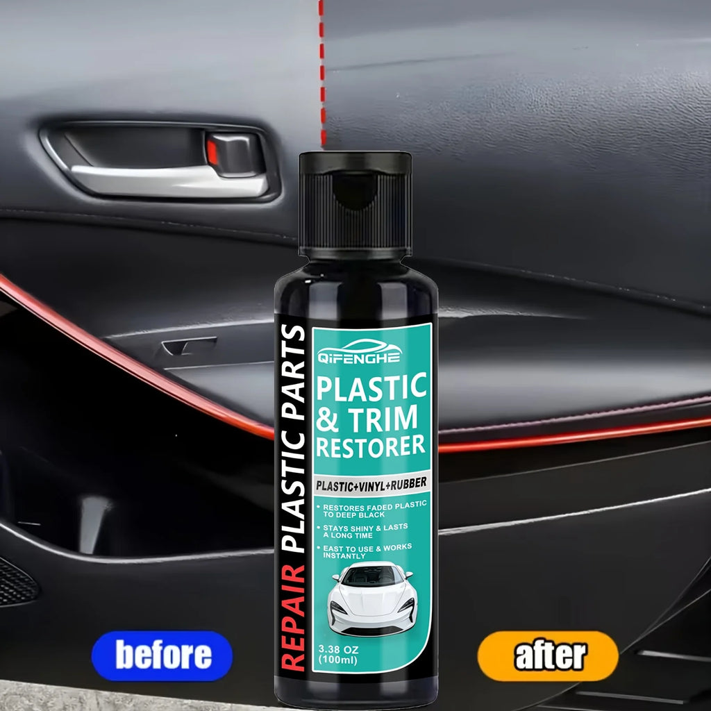 QIFENGHE Black Trim And Plastic Restorer for Vehicles (3.38 Ounces/100Ml) | Revive Dull Bumpers, Rubber, Vinyl, Provides Long-La Oasis Select